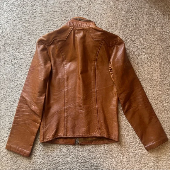 East West Musical Instruments Vintage 1970’s Tan leather Jacket Suede Interior L - Picture 8 of 13